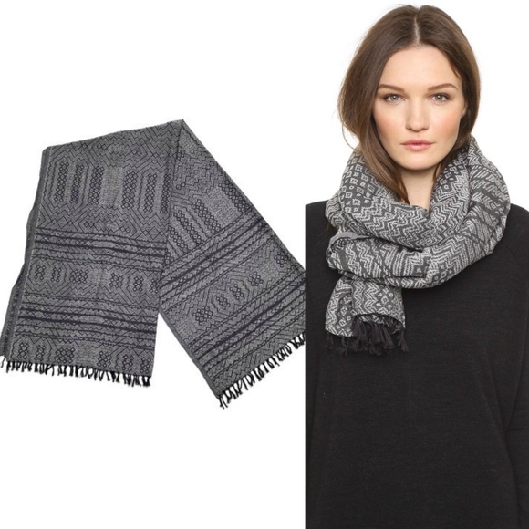 Madewell Accessories - Madewell Ethnic Jacquard Grey Scarf Wrap 35.5x74
